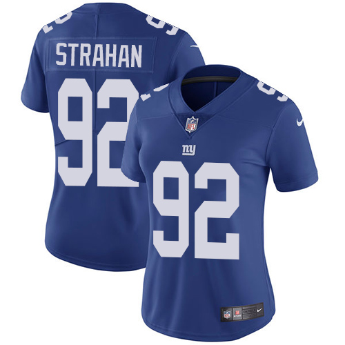 Nike Giants #92 Michael Strahan Royal Blue Team Color Women's Stitched NFL Vapor Untouchable Limited Jersey